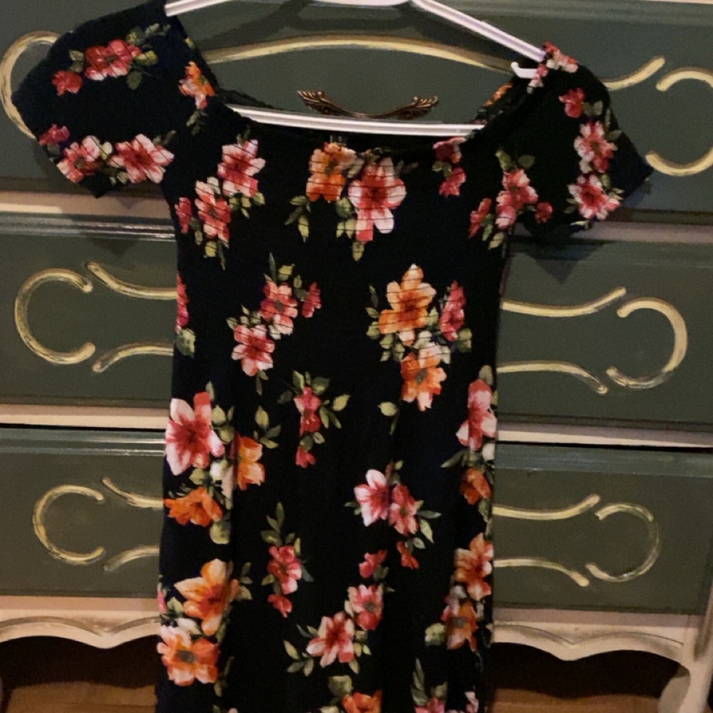 Ambiance Black Floral Midi Dress